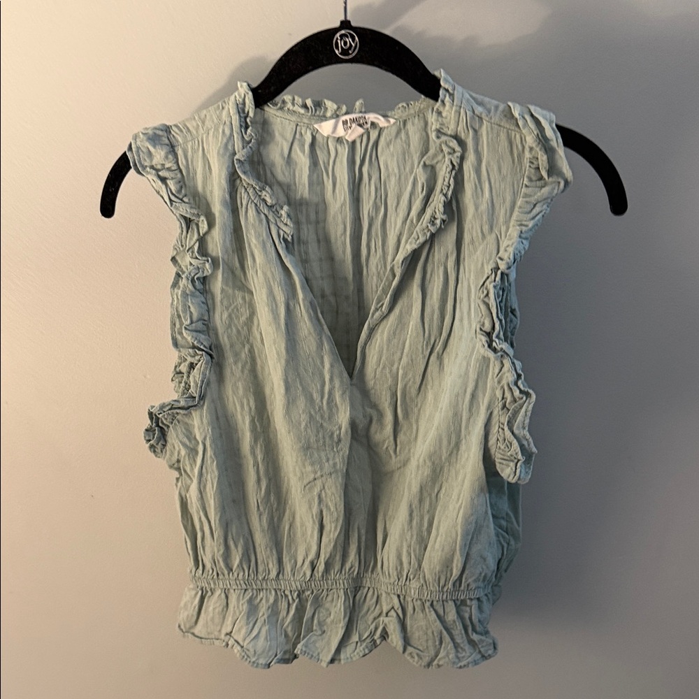 BB Dakota by Steve Madden Light Blue Ruffle Blouse